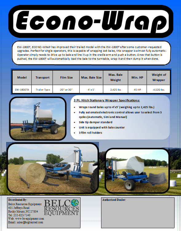 Econo-Wrap Bale Wrapper Literature 